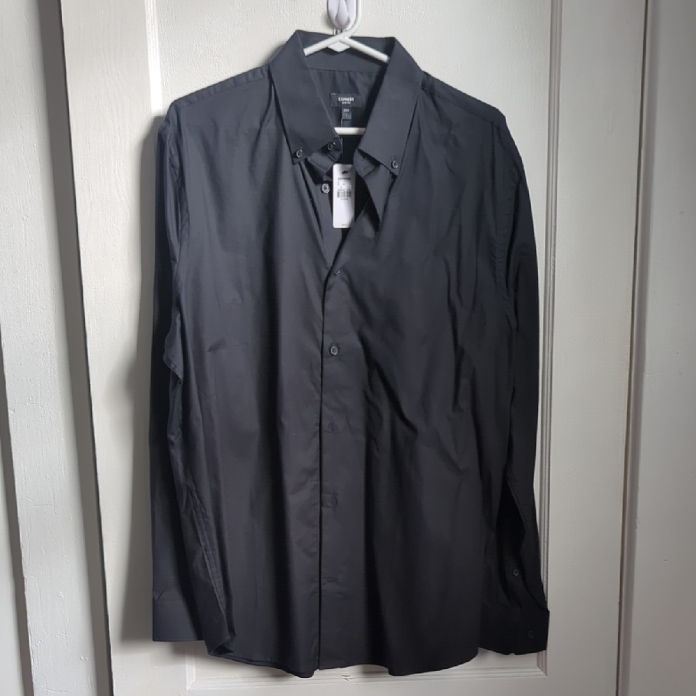 Express Men's Charcoal Dress Shirt Size L - NWT